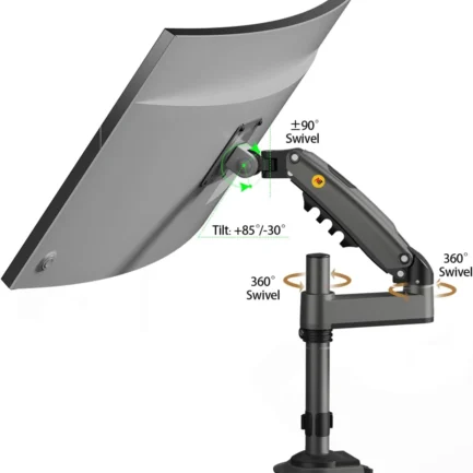 NB H100 Long Arm Heavy-Duty Single Monitor Arm for 17-30″ Displays – Adjustable Gas Spring Mount with VESA Compatibility