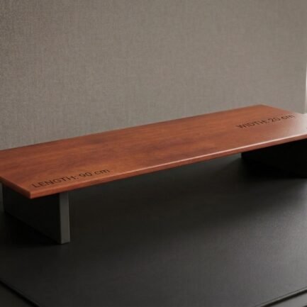 Premium Mahogany Wood Monitor Stand - Minimalist Desktop Organizer Monitor Riser