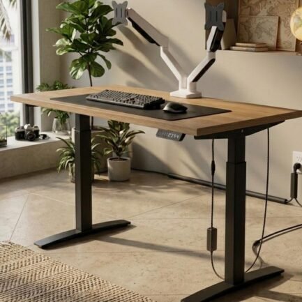 Premium Teak Wood Height Adjustable Desk in Sri Lanka | Roomvibe.lk