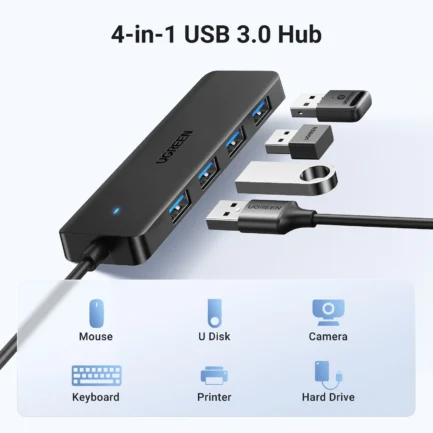 UGREEN 4 – Port USB to USB 3.0 Hub  – 1 Year Warranty