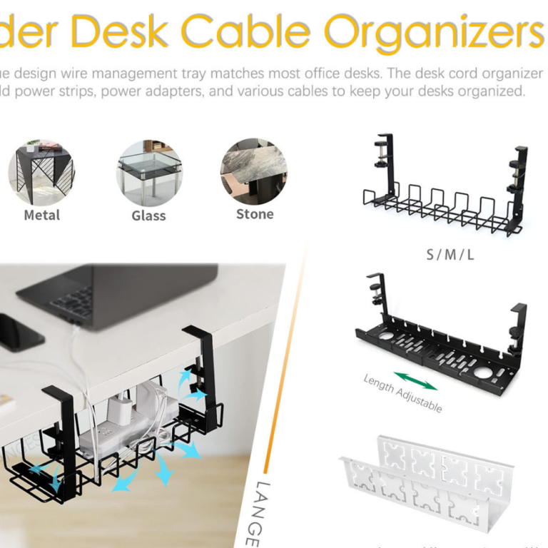 DESCRAB Heavy-Duty Under-Desk Cable Management Tray